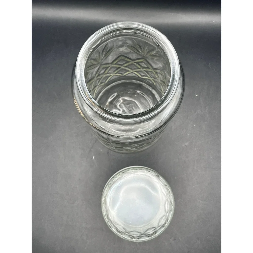 Vtg 1983 Mr. Peanut Glass Jar Canister with Lid Diamond Pattern Embossed 1983 8
